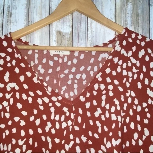 Entro Rust Red Dot Blouse - Picture 5 of 6